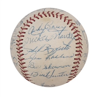 1955 American League Champion New York Yankees Team Signed Official League Baseball With 27 Signatures Including Mickey Mantle, Yogi Berra, Whitey Ford, & Bill Dickey (PSA/DNA NM-MT 8)